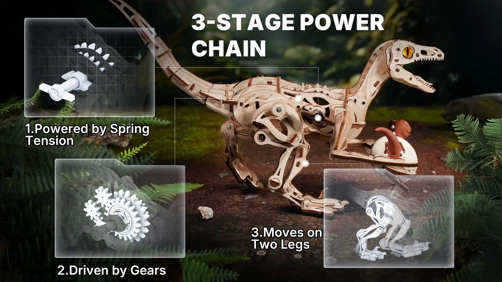 Velociraptor 3D Puzzle – ROKR Mechanical Dinosaur LD01