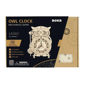 ROKR Owl Hodiny Mechanické Gears 3D dřevěné puzzle Toys Quiz