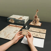 ROKR Magic Cello mechanická hrací skříňka 3D dřevěné puzzle Toys Quiz