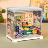 Completed Rolife Nature Energy Fruits fruit shop inside its closed built-in dust cover