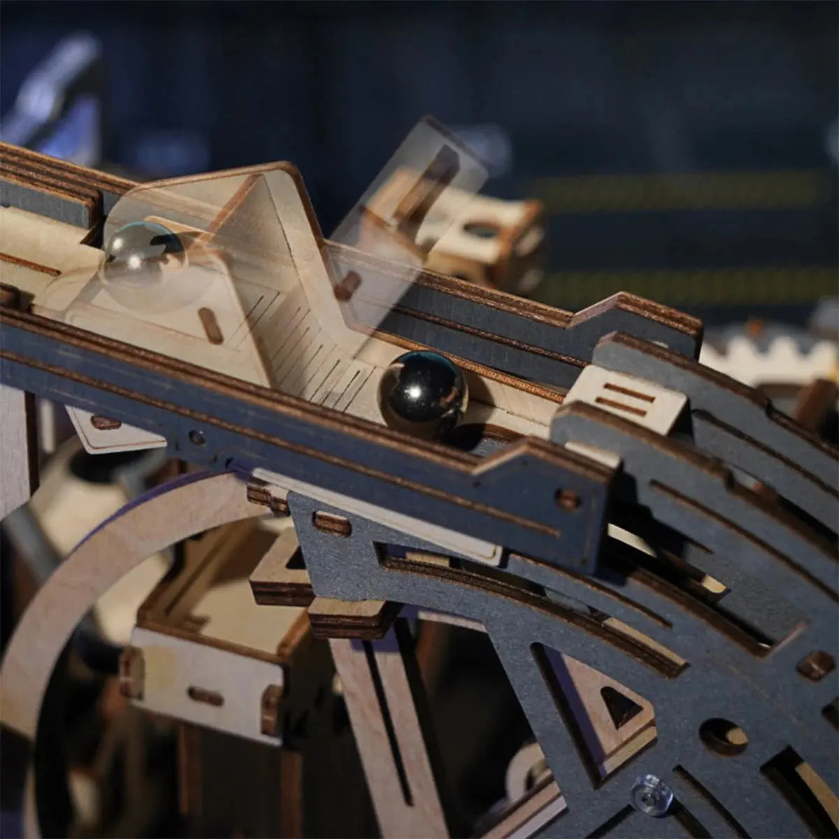 ROKR Marble Spaceport Marble Run 3D Wooden Puzzle Toys Quiz