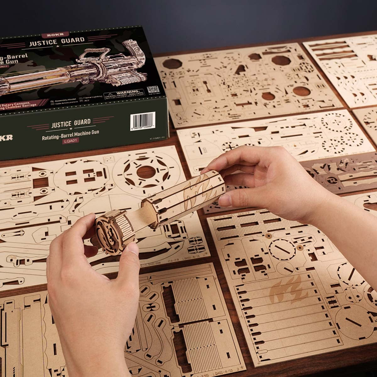 ROKR Rotating-Barrel Machine Toy Gun 3D Wooden Puzzle