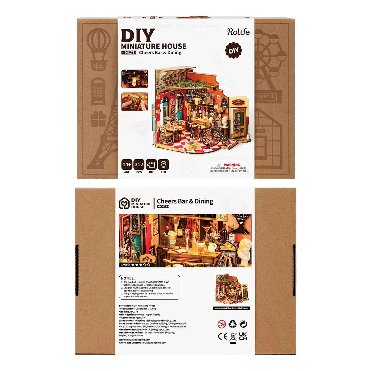 Rolife Cheers Bar & Dining DIY Miniature House Toys Quiz