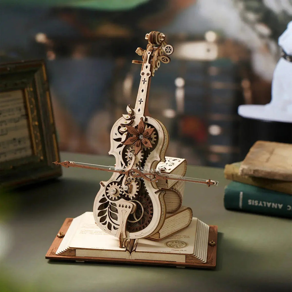 ROKR Magic Cello Mechanical Music Box 3D Wooden Puzzle Toys Quiz