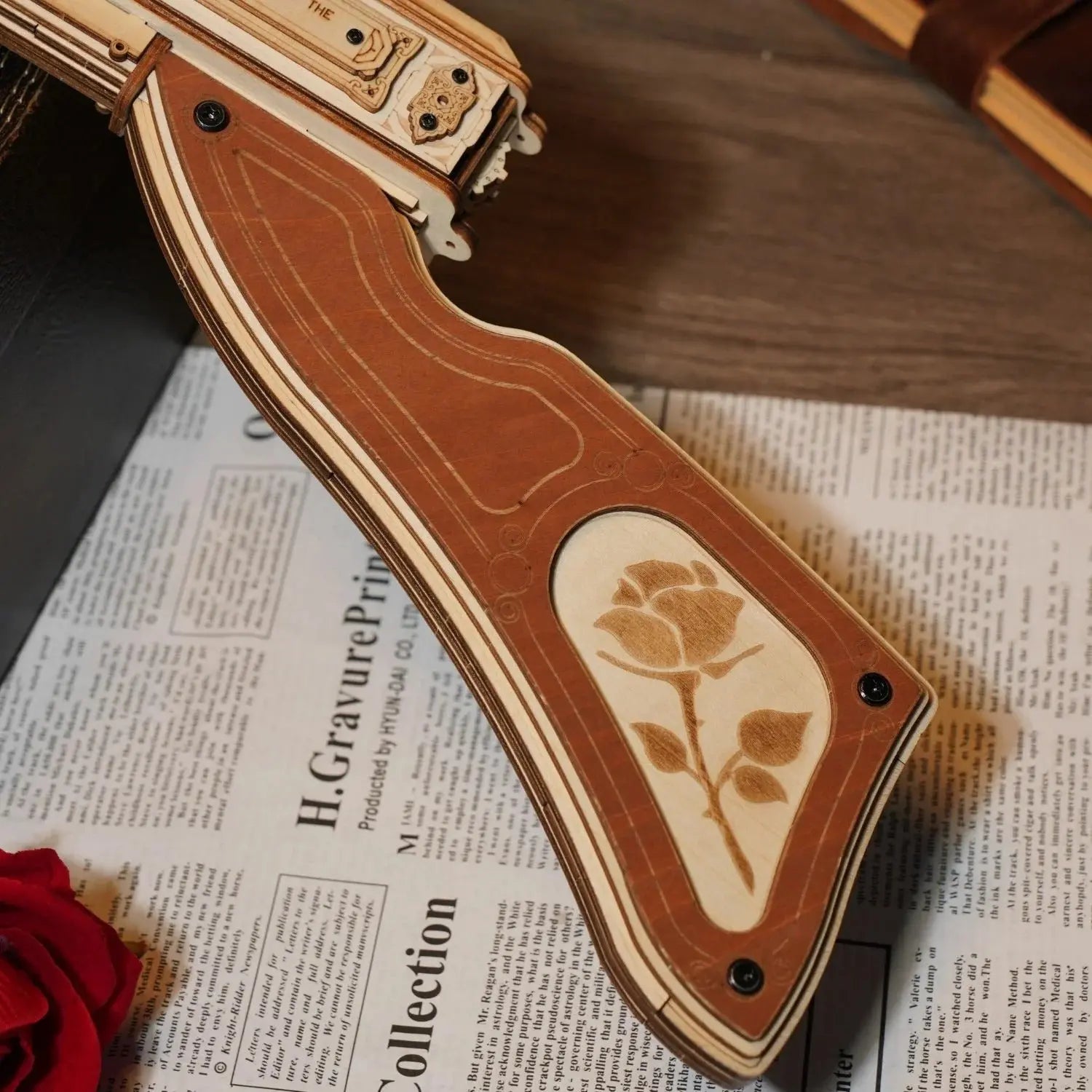 ROKR Thompson Submachine Toy Gun 3D Wooden Puzzle Toys Quiz