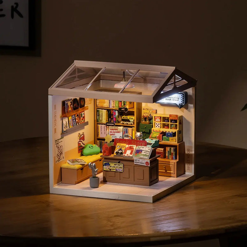 Warm Ambient Bookstore Lighting