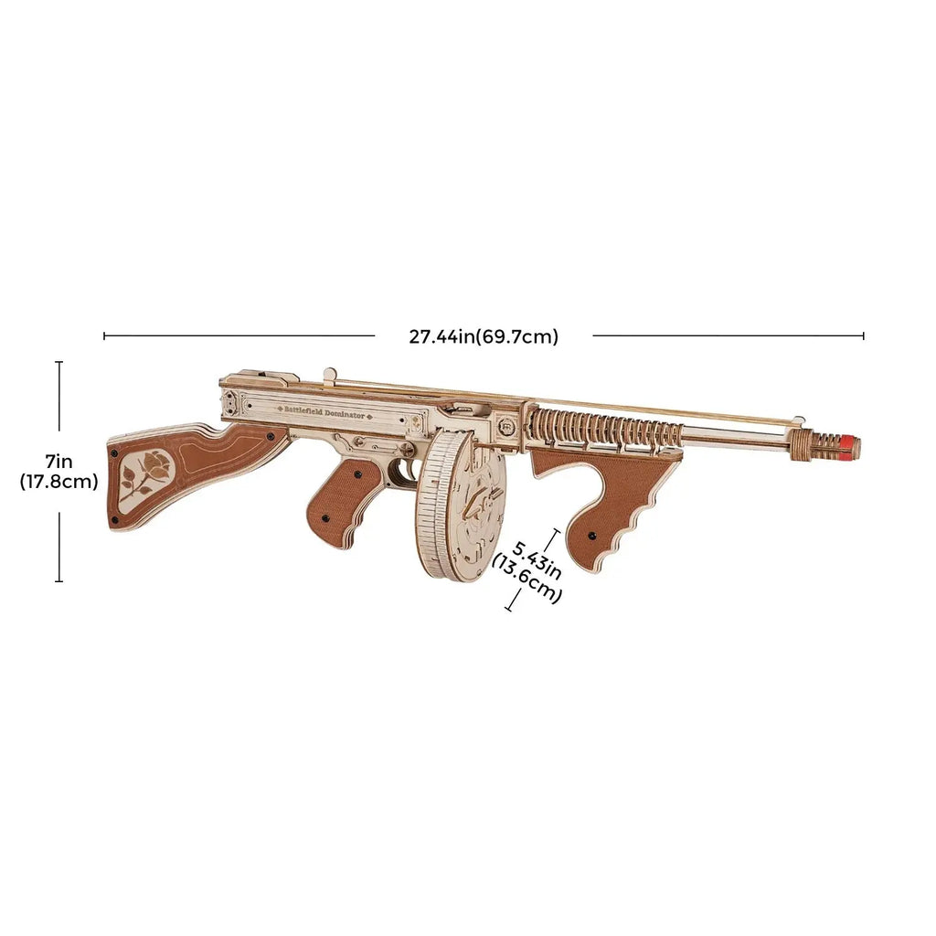 ROKR Thompson Submachine Toy Gun 3D Wooden Puzzle Toys Quiz