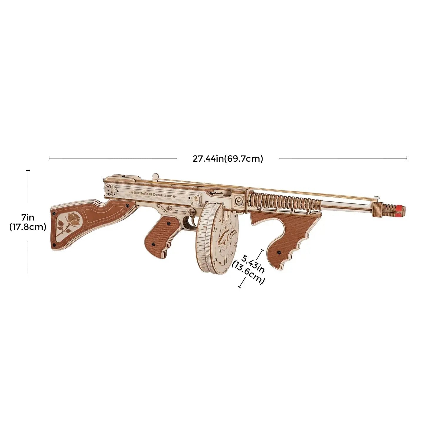 ROKR Thompson Submachine Toy Gun 3D Wooden Puzzle Toys Quiz