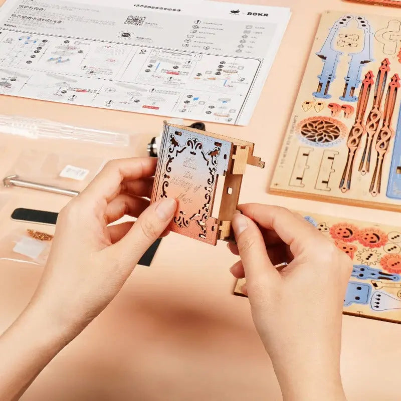 ROKR Symphony of Gorgeous Dreams Mechanical Music Box 3D Wooden Puzzle Toys Quiz