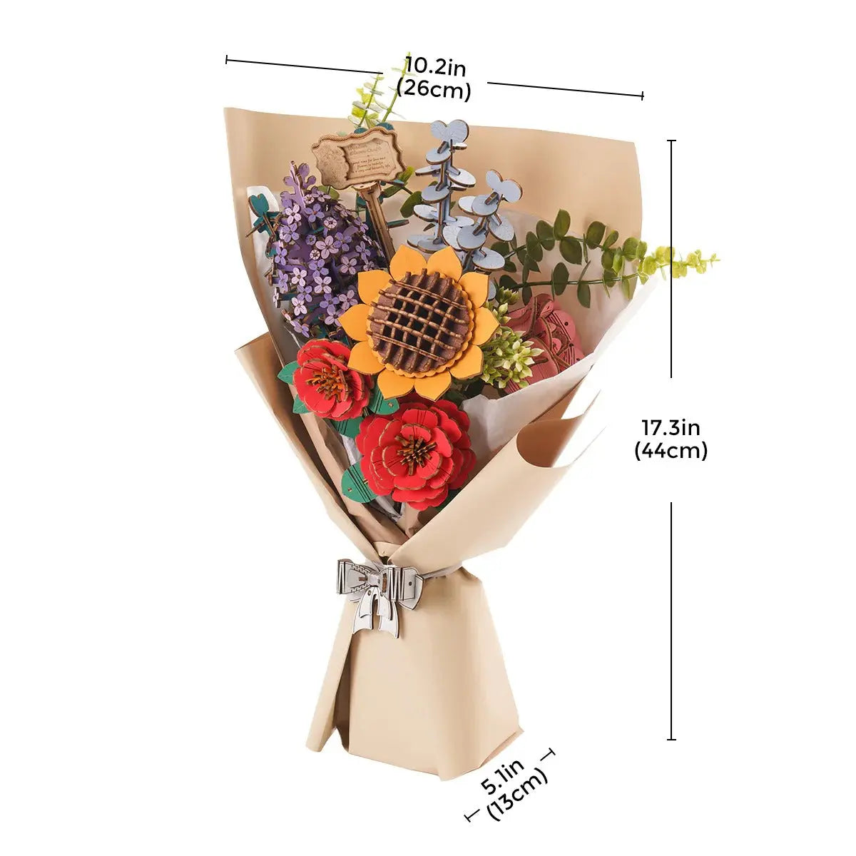 Rowood DIY Wooden Flower Bouquet 3D Wooden Puzzle Toys Quiz