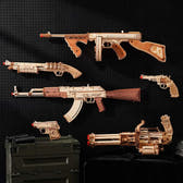 ROKR Thompson Submachine Toy Gun 3D Wooden Puzzle Toys Quiz