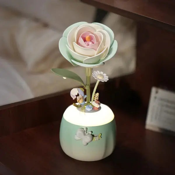 ROKR Minty Camellia Lamp DIY 3D Flower Night Light Toys Quiz