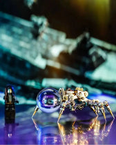 Finished Jumping Spider model with crystal core and detailed metal construction