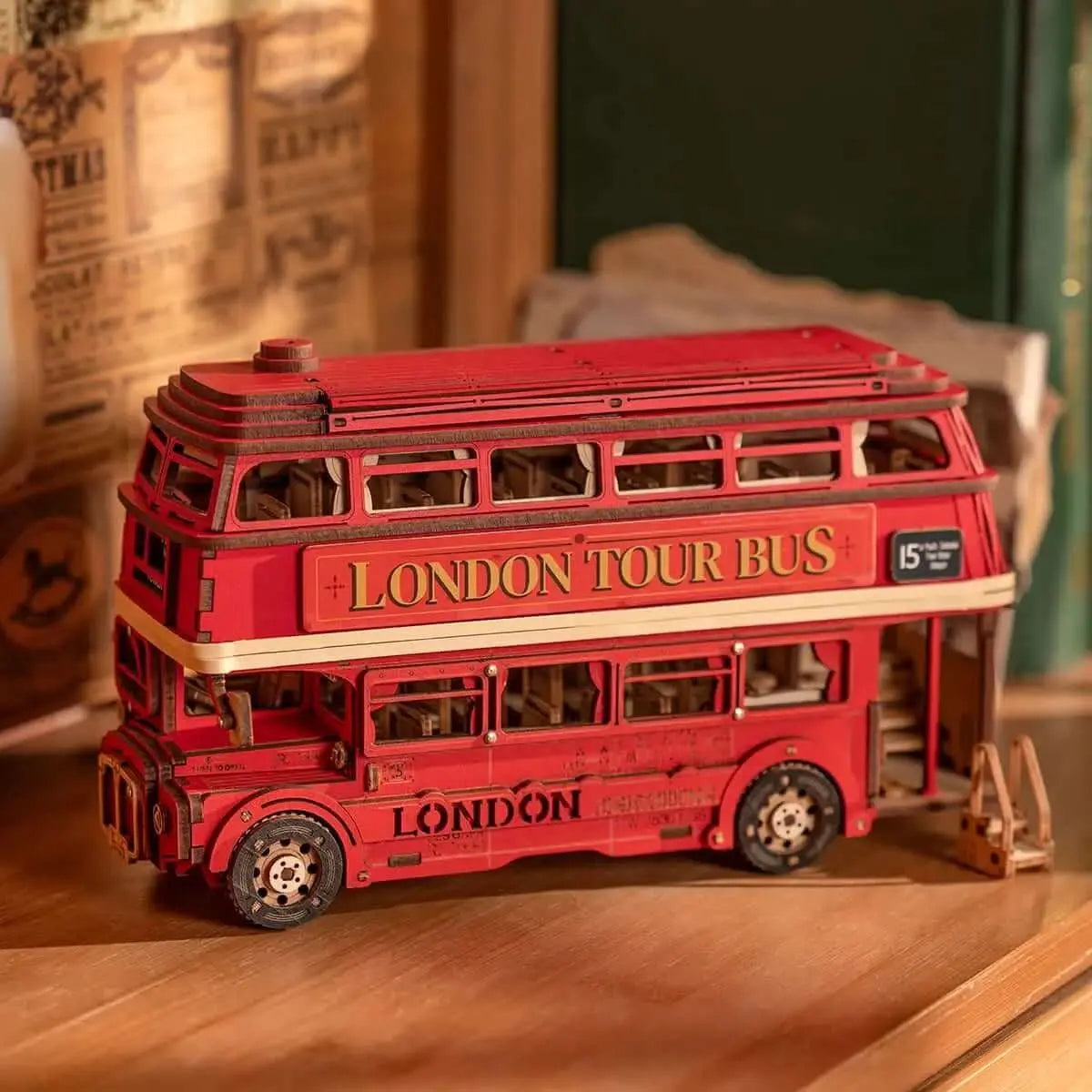 London Tour Bus 3D Wooden Puzzle - Toys Quiz