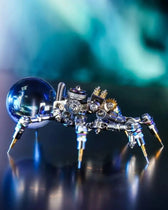 Metal spider model for adults with polished mechanical parts and crystal abdomen