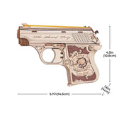Completed Wooden Toy Gun displayed on a shelf, showcasing details - Toys Quiz