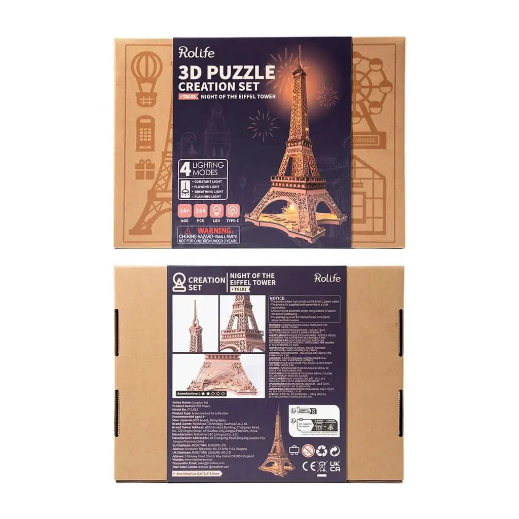 Night of the Eiffel Tower 3D Wooden Puzzle - Toys Quiz