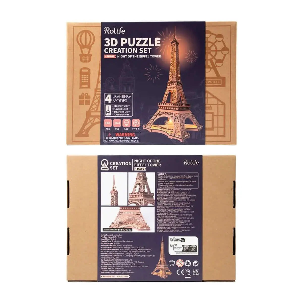Night of the Eiffel Tower 3D Wooden Puzzle - Toys Quiz