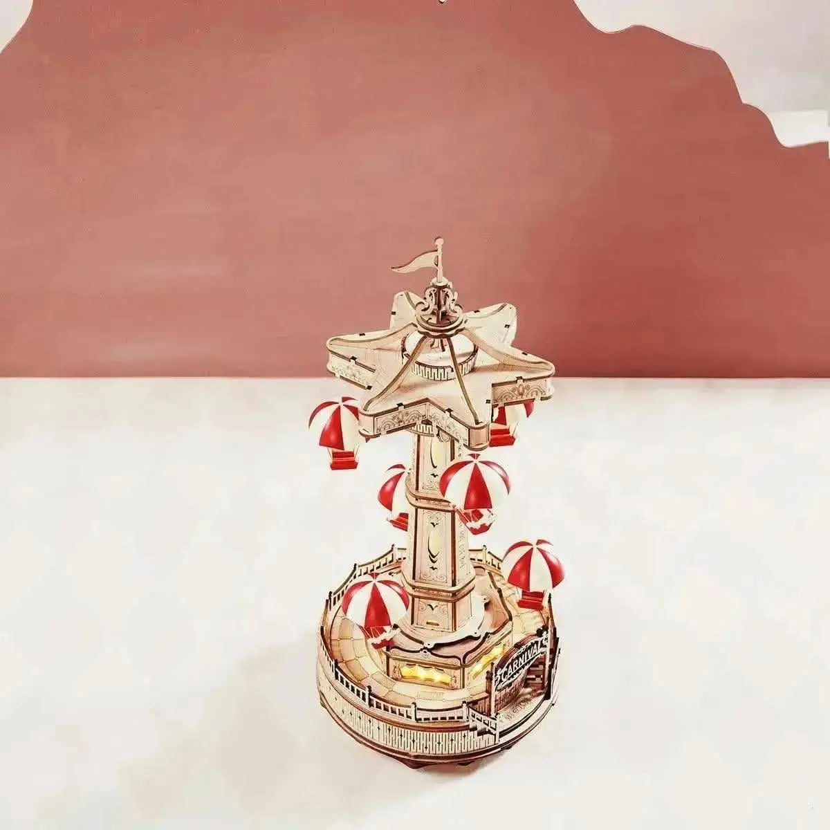 Parachute Tower DIY Music Box 3D Wooden Puzzle - Toys Quiz