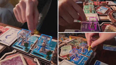 Player activating an illuminated landmark on the ROKR Fortune Quest EGM01 board game
