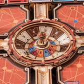 Close-up of the numbered mechanical marble wheel in the ROKR Fortune Quest board game