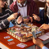 Friends playing the ROKR Fortune Quest EGM01 interactive wooden board game