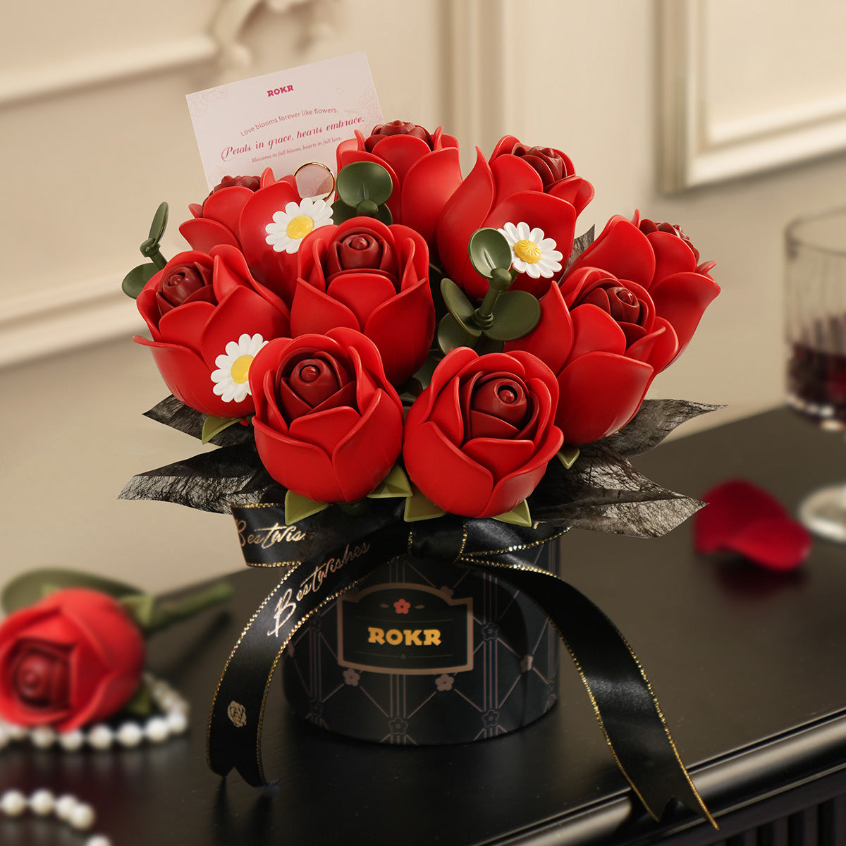 ROKR Red Rose Bouquet DIY 3D Puzzle