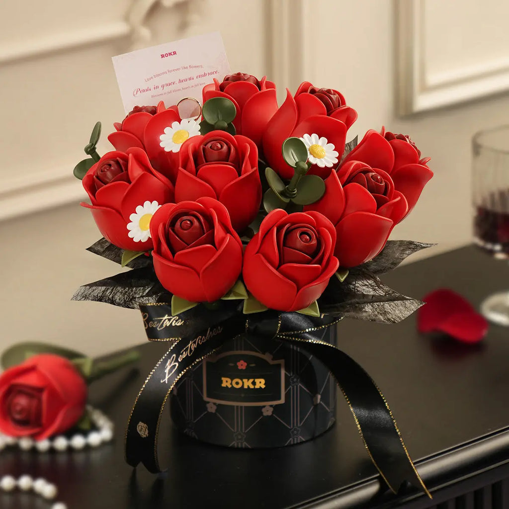 ROKR Red Rose Bouquet DIY 3D Puzzle ROKR