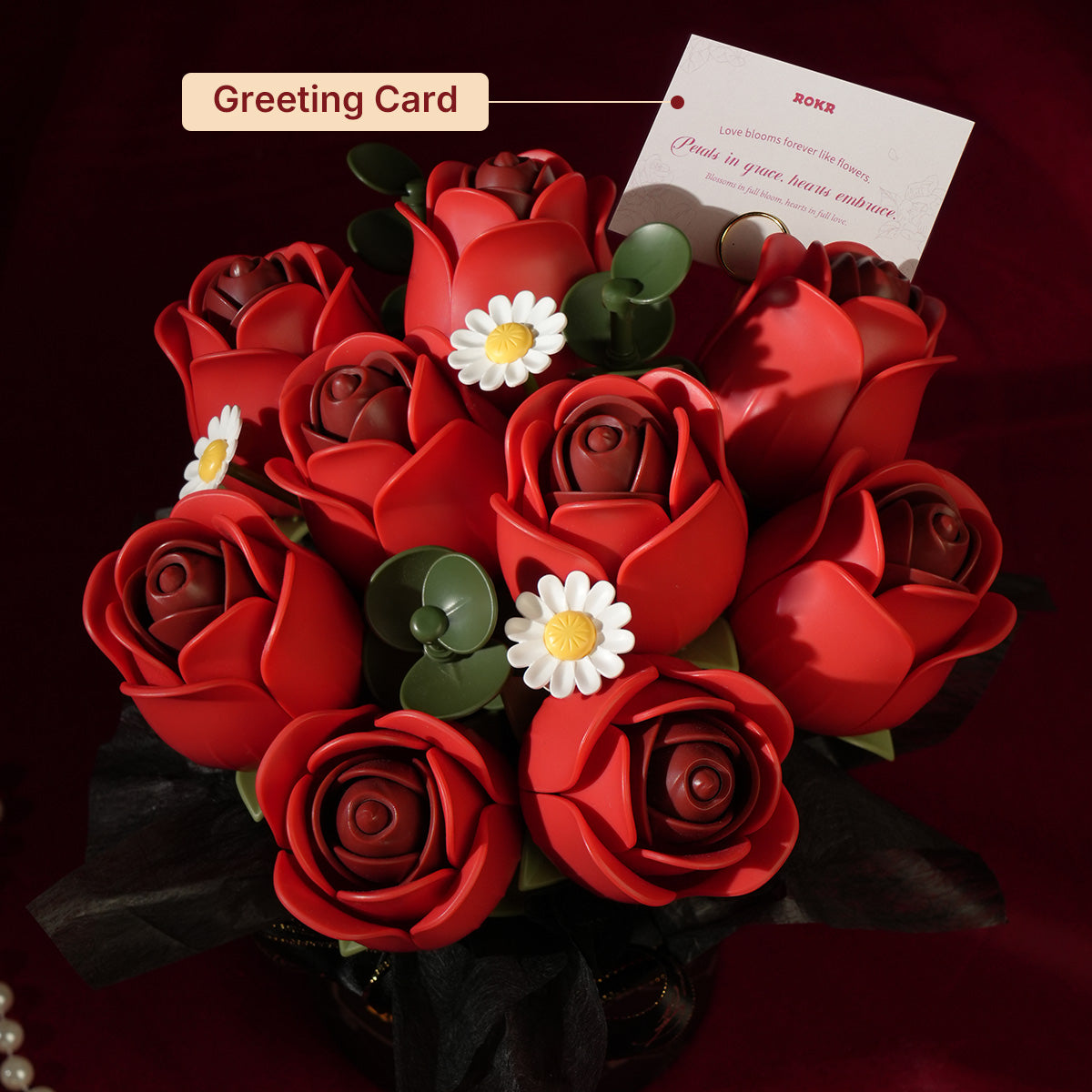 ROKR Red Rose Bouquet DIY 3D Puzzle