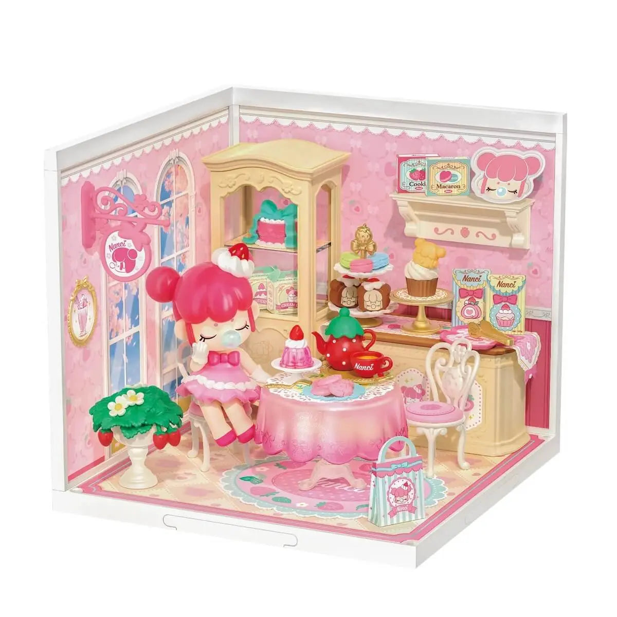 Rolife Nanci Strawberry Teatime DWL07 miniature cake shop with Nanci figure and tea table