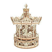 Dřevěná hrací skříňka - Romantický Carousel DIY 3D puzzle kit - Toys Quiz