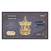 Romantický kolotoč mechanická hrací skříňka 3D Dřevěný Puzzle - Toys Quiz