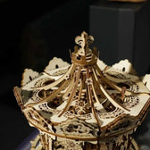 Romantický kolotoč mechanická hrací skříňka 3D Dřevěný Puzzle - Toys Quiz