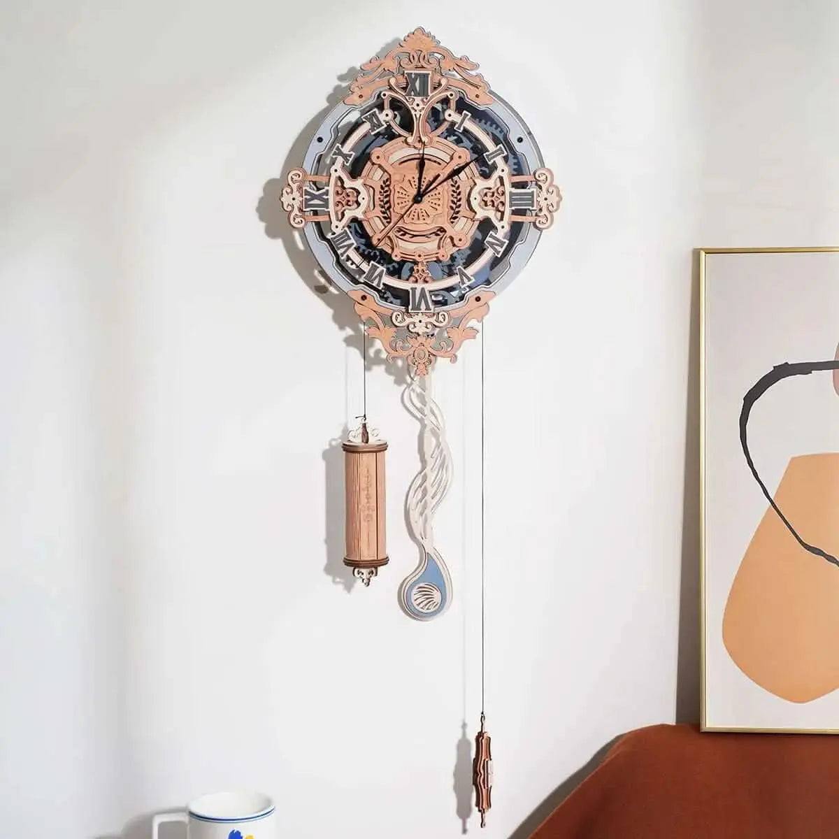 Romantic Note Wall Clock Mechanical Gear 3D Wooden Puzzle - Toys Quiz
