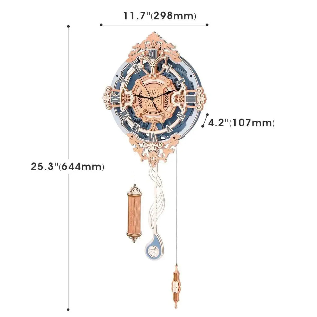 Romantic Note Wall Clock Mechanical Gear 3D Wooden Puzzle - Toys Quiz