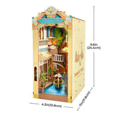 Romantic Venice book nook dimension guide showing the finished model measurements