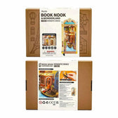 Rolife Romantic Venice TGB08 book nook packaging and completed illuminated model