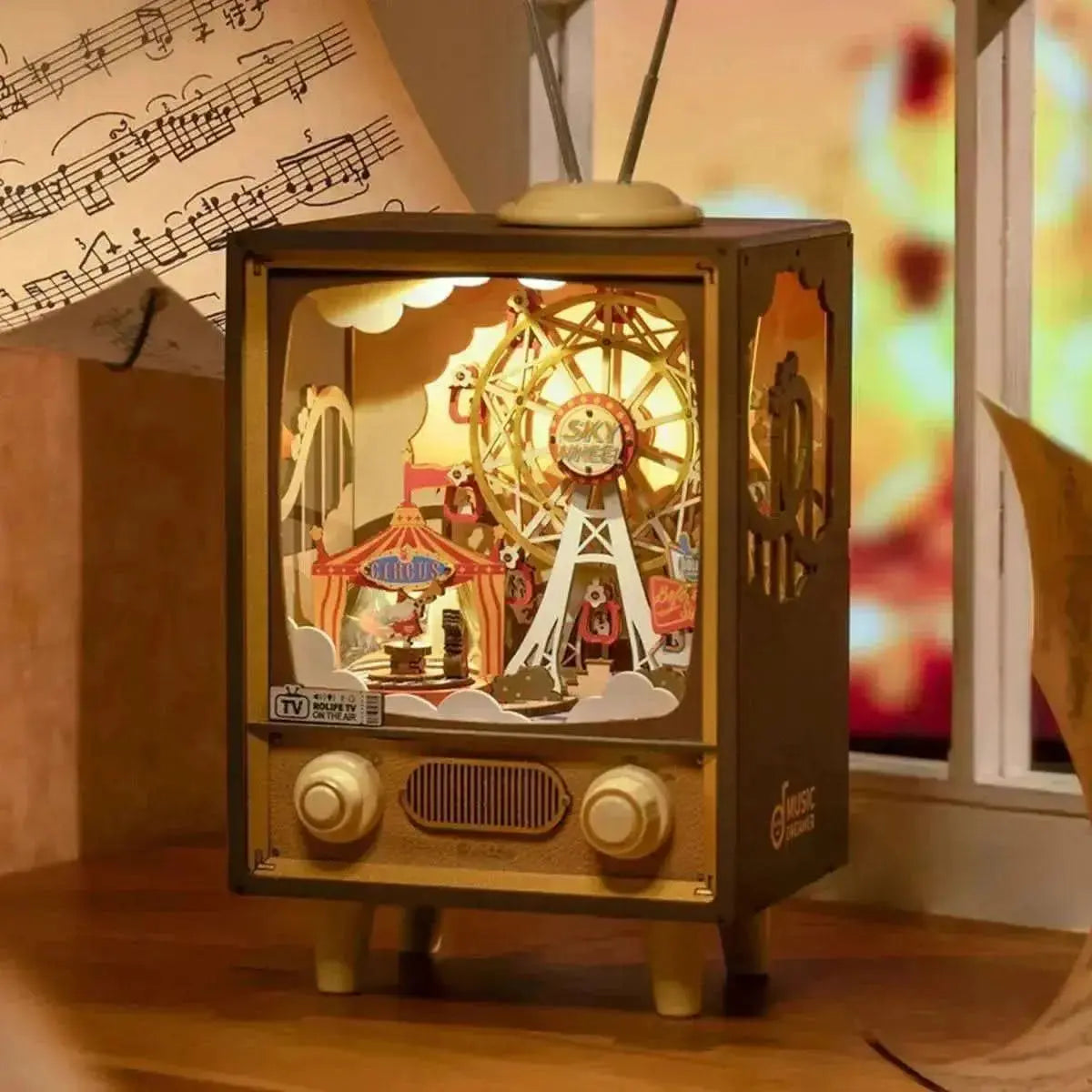 Sunset Carnival DIY Music Box 3D Wooden Puzzle - Toys Quiz