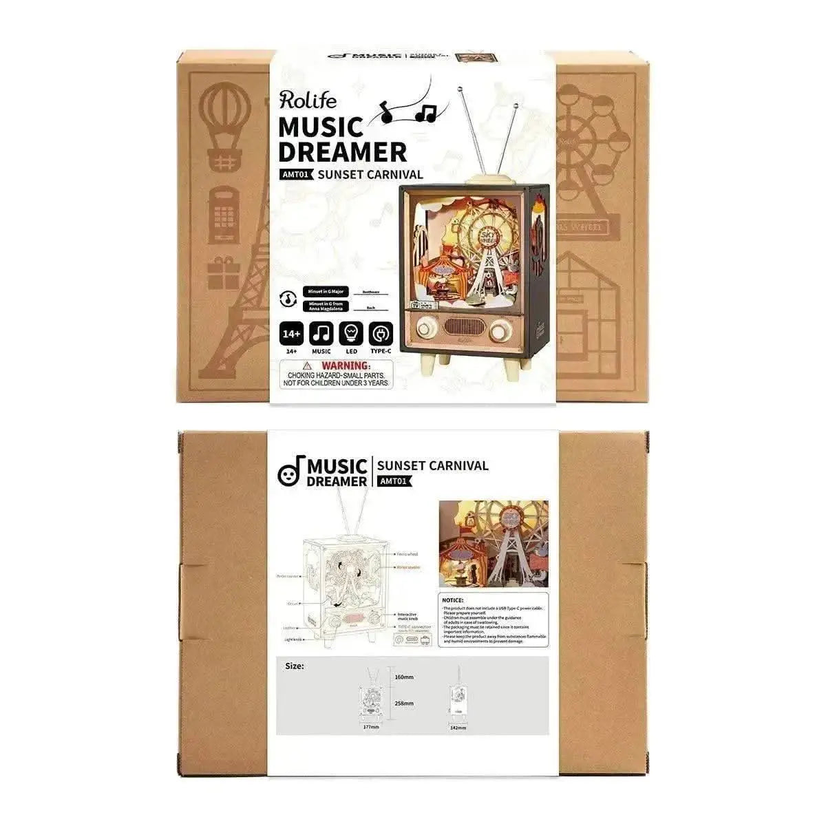 Sunset Carnival DIY Music Box 3D Wooden Puzzle - Toys Quiz