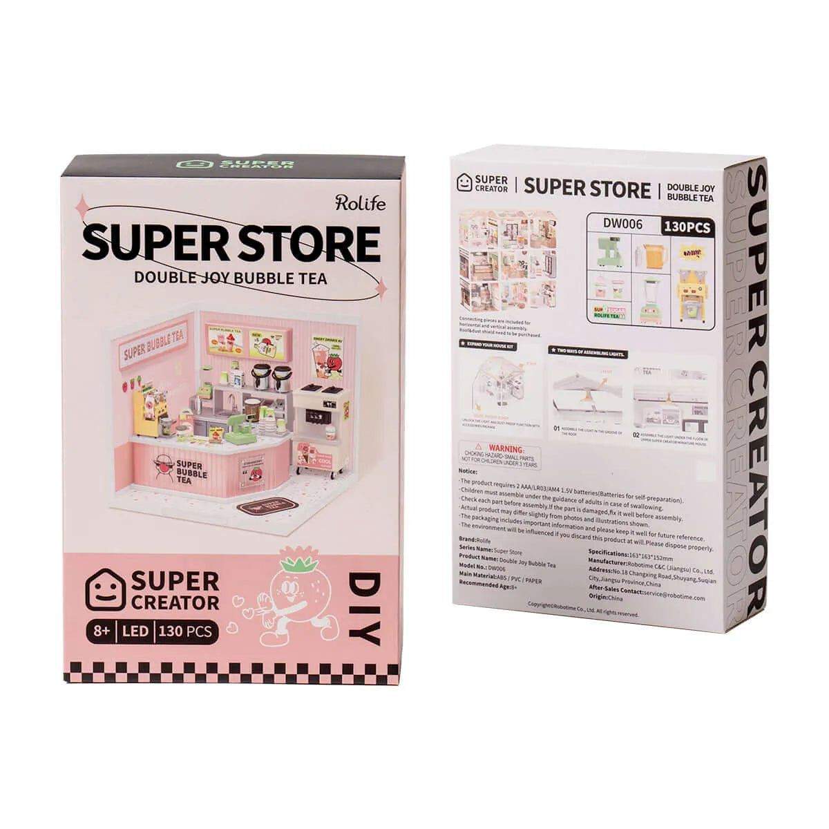 Super Creator Double Joy Bubble Tea Plastic DIY Miniature House Kit - Toys Quiz