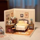Útulný interiér ložnice v DIY miniature House Kit s měkkým osvětlením - Toys Quiz