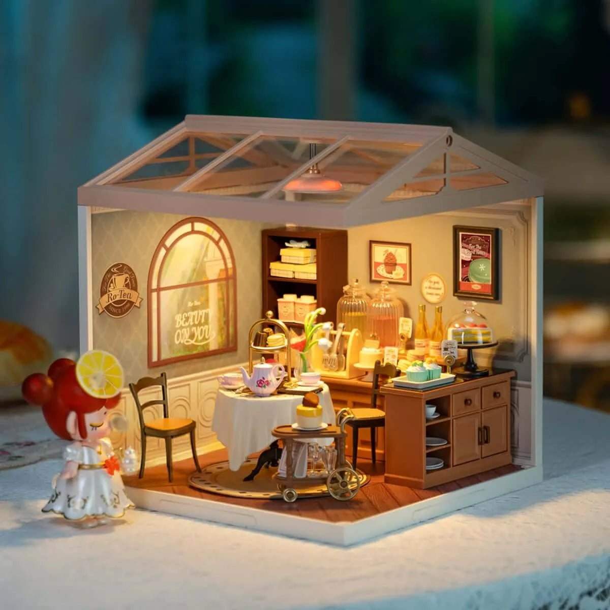 Sweet Sips Tea DIY Miniature House Kit – handcrafted with elegant tea shop details - Toys Quiz