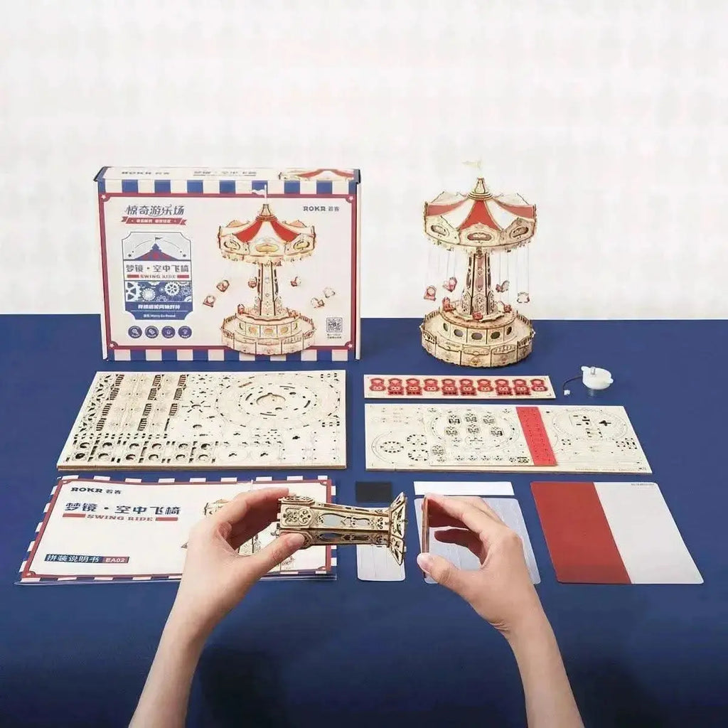 Swing Ride DIY Music Box 3D Wooden Puzzle - Toys Quiz