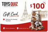 Toys Quiz $100 Digitální dárková karta pro 3D dřevěné puzzle a DIY miniatury
