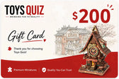 Toys Quiz $200 Digitální dárková karta pro 3D dřevěné puzzle a DIY miniaturní kity