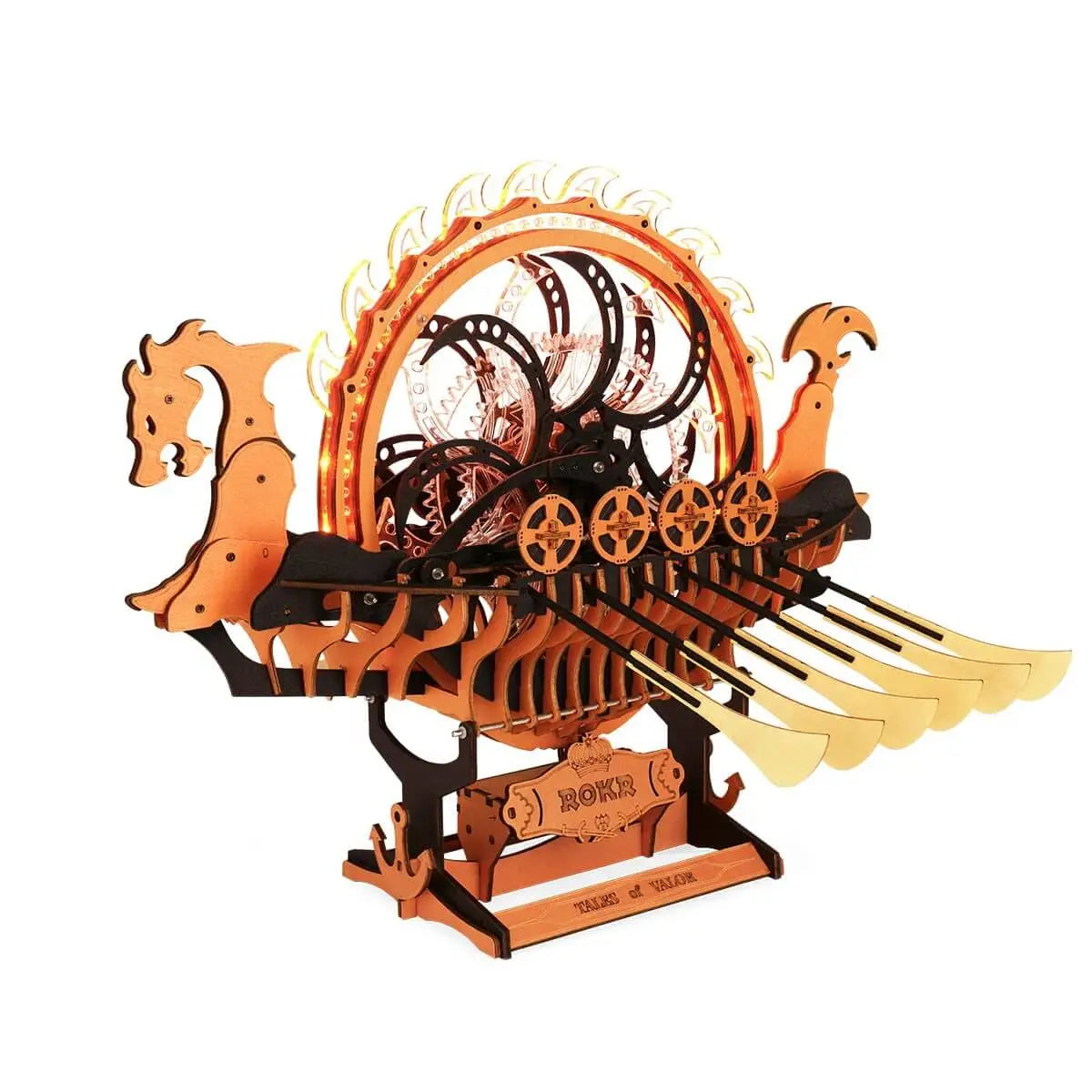 Mechanical Puzzle – Viking Dragon Ship 3D wooden model with dragon figurehead - Toys Quiz