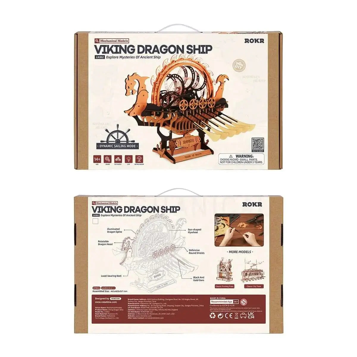 Viking Dragon Ship Mechanical 3D Wooden Puzzle - Toys Quiz