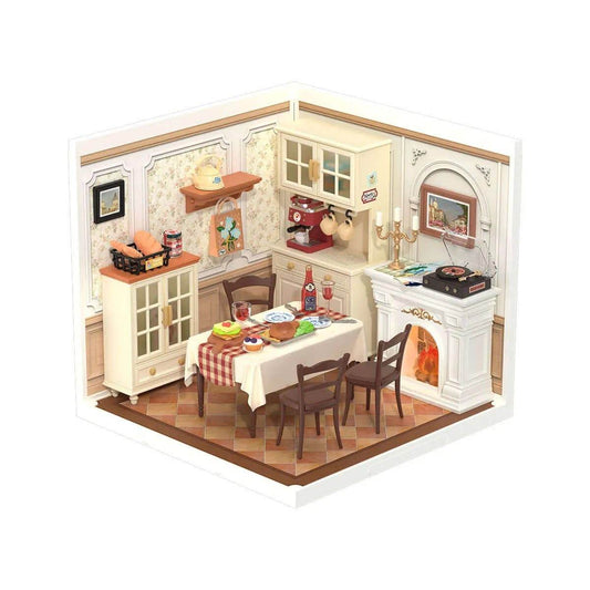 DIY Miniature House Kit – Warm Dining Room model with tiny furniture - Toys Quiz