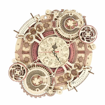 3D Wooden Puzzle – Zodiac Wall Clock model with intricate mechanical gears - Toys Quiz