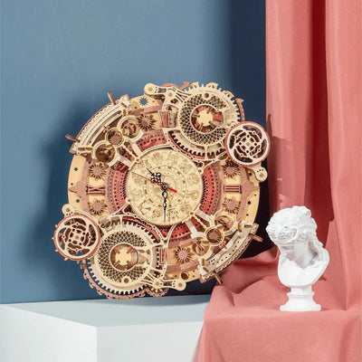 Assembled Zodiac Wall Clock 3D Wooden Puzzle with moving hands - Toys Quiz